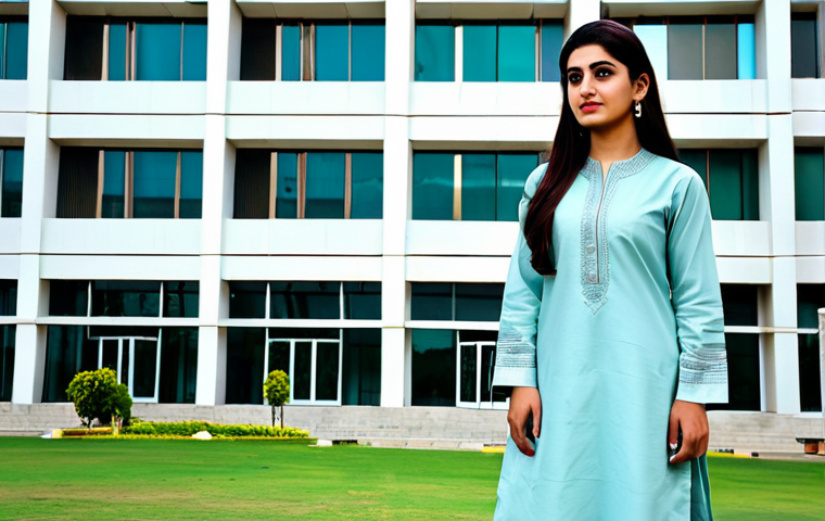 **

"A Pakistani woman in a modest shalwar kameez, standing in front of a modern office building in Islamabad, fully clothed, appropriate attire, safe for work, perfect anatomy, natural proportions, professional photography, high quality"

**