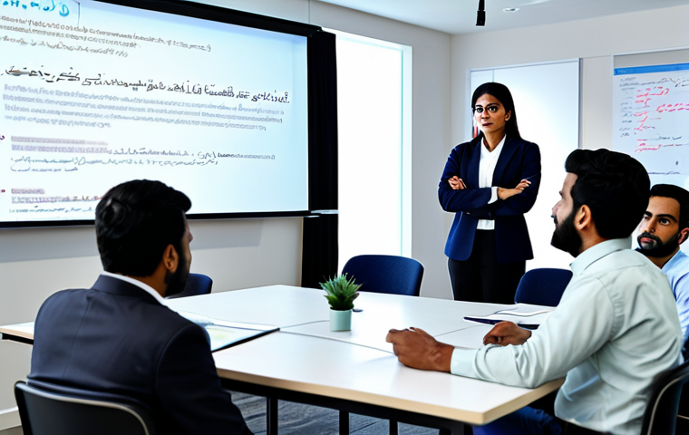 **

"A diverse group of professionals attending a workshop, fully clothed in modest business attire, participating in a lively discussion. Modern conference room setting with projector screen displaying Urdu text about skill enhancement.  Emphasis on collaboration and learning.  Safe for work, appropriate content, professional, family-friendly, perfect anatomy, correct proportions, natural pose, well-formed hands, proper finger count, natural body proportions, high quality, professional photography."

**