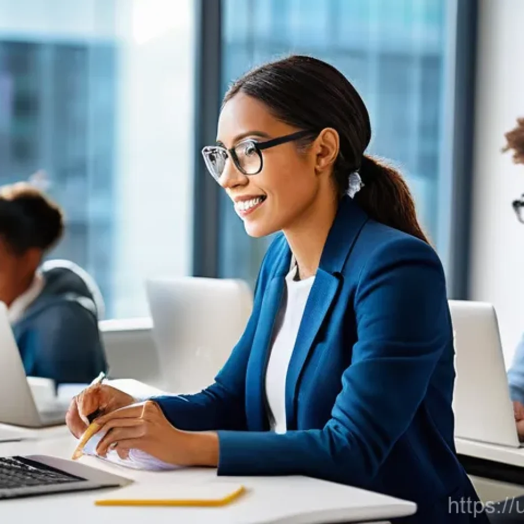 직업상담사 직업 재설계 사례 - **Prompt 1: Embracing New Tech Skills**
A group of diverse adults (ages 25-50), fully clothed in...