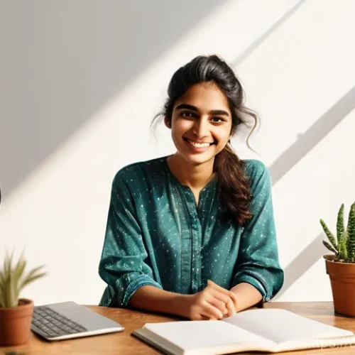 Home 28 직업상담사 강의 추천 - **Prompt:** "A vibrant and inspiring image of a young Pakistani woman, approximately 19 years old, d...