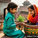 Home 15 직업상담사 수입과 직업 만족도 - **Prompt:** "A young South Asian girl, around 7 years old, wearing a brightly colored salwar kameez ...